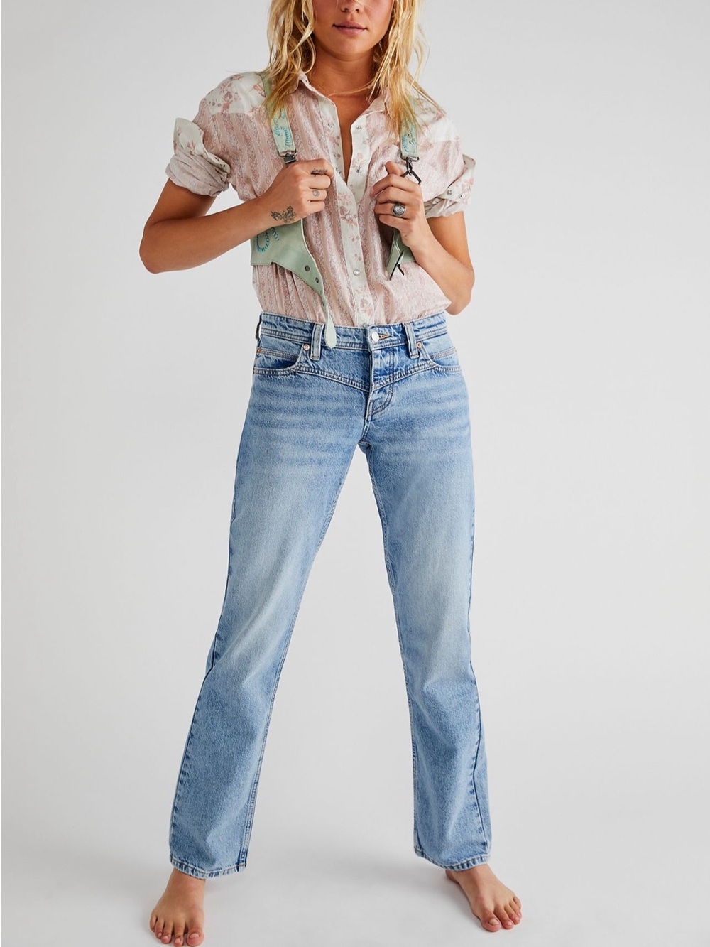 We The Free Light Blue Straight Leg Jeans